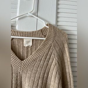 Beige Knit V Neck Sweater